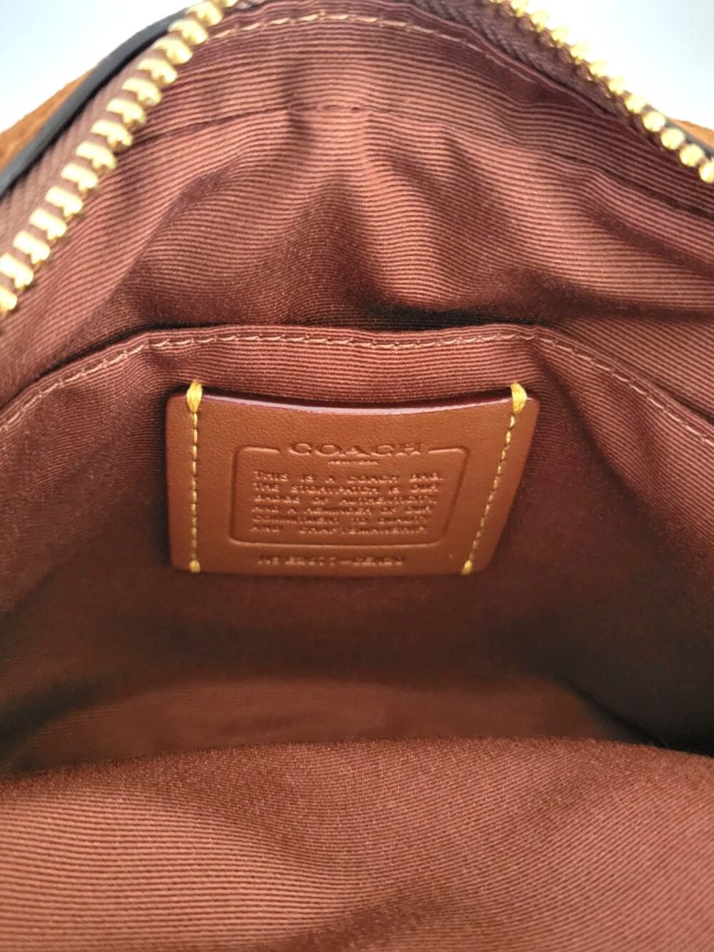 Coach CEN20 Mini Carey Suede Leather Crossbody Bag Handbag Warm Brown - Picture 8 of 8